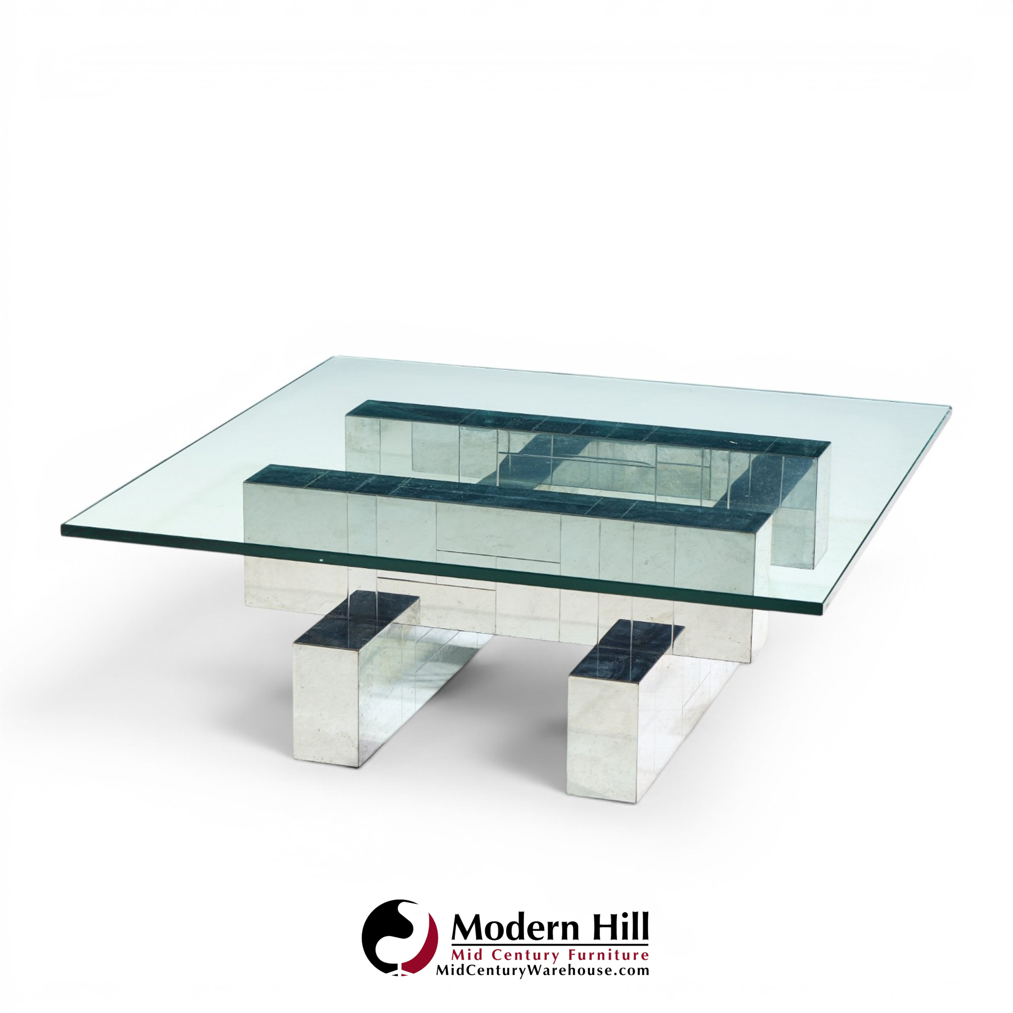 paul evans cityscape mid century chrome and stainless steel coffee table