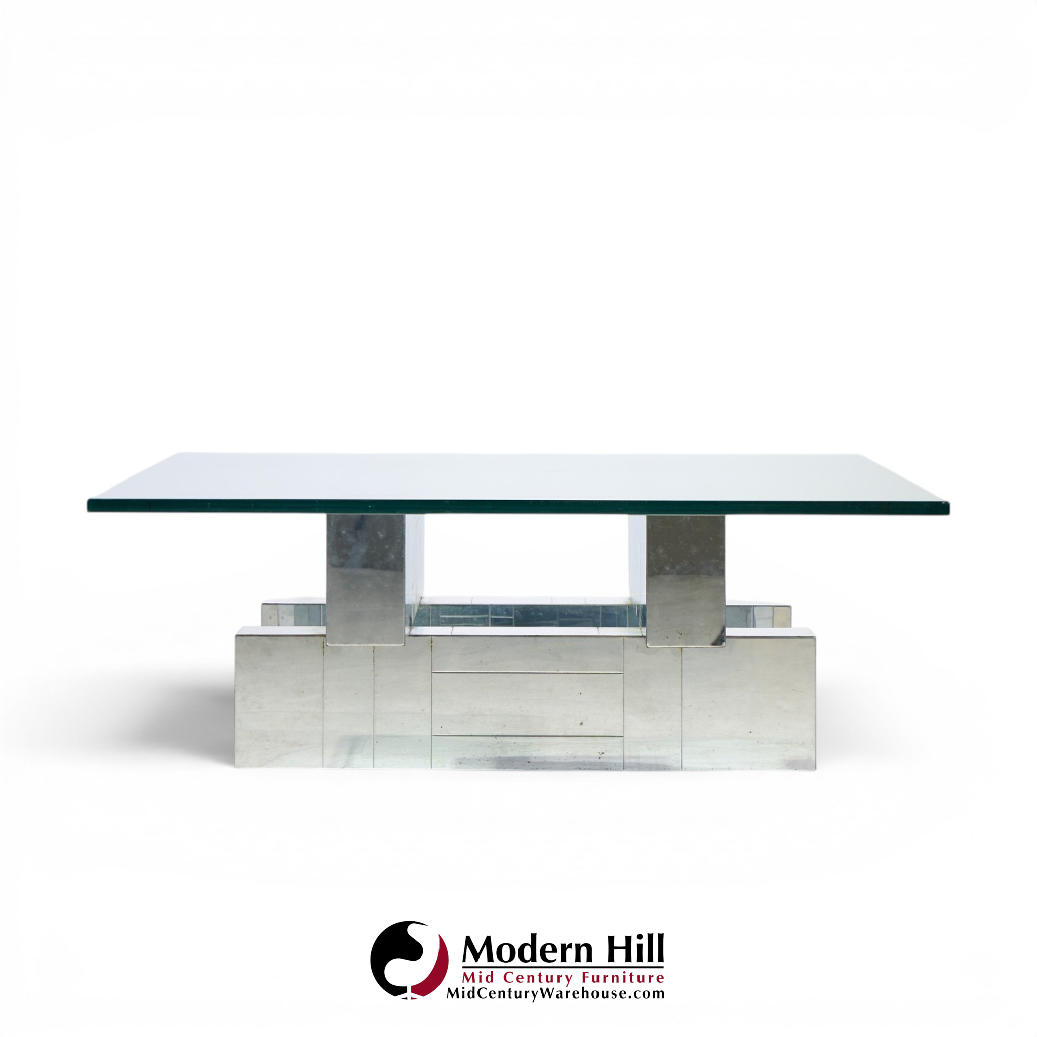 paul evans cityscape mid century chrome and stainless steel coffee table