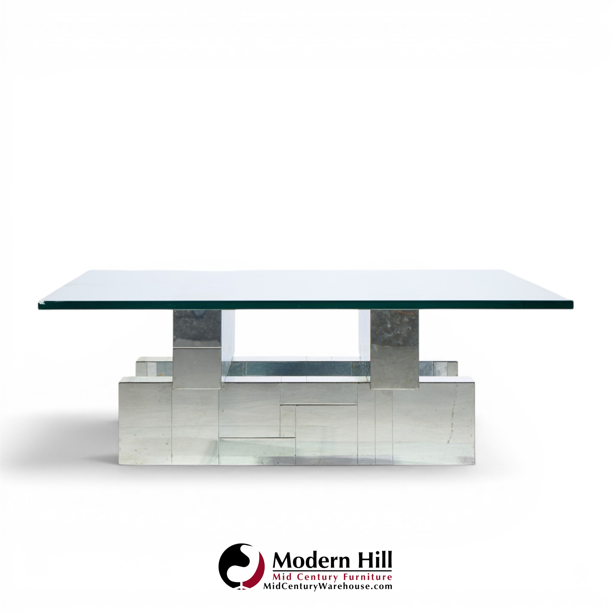 paul evans cityscape mid century chrome and stainless steel coffee table