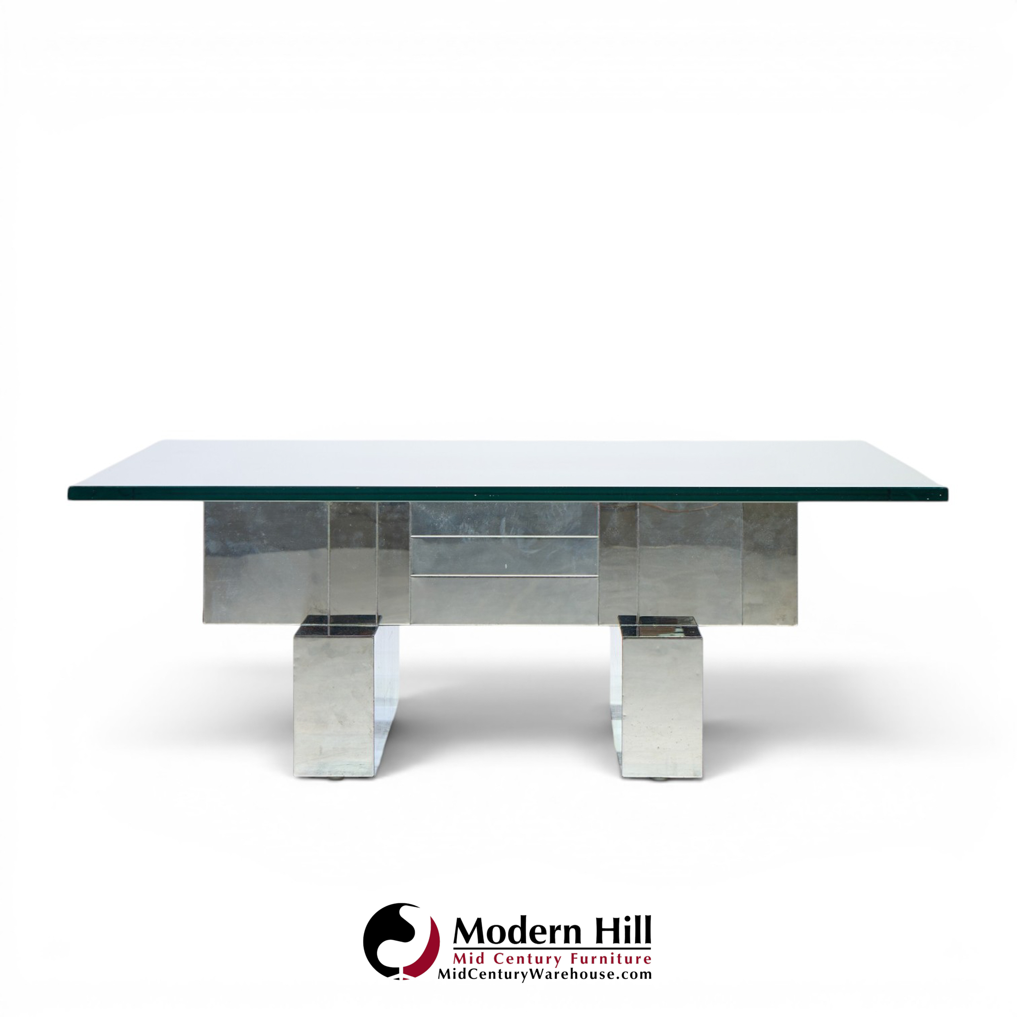 paul evans cityscape mid century chrome and stainless steel coffee table