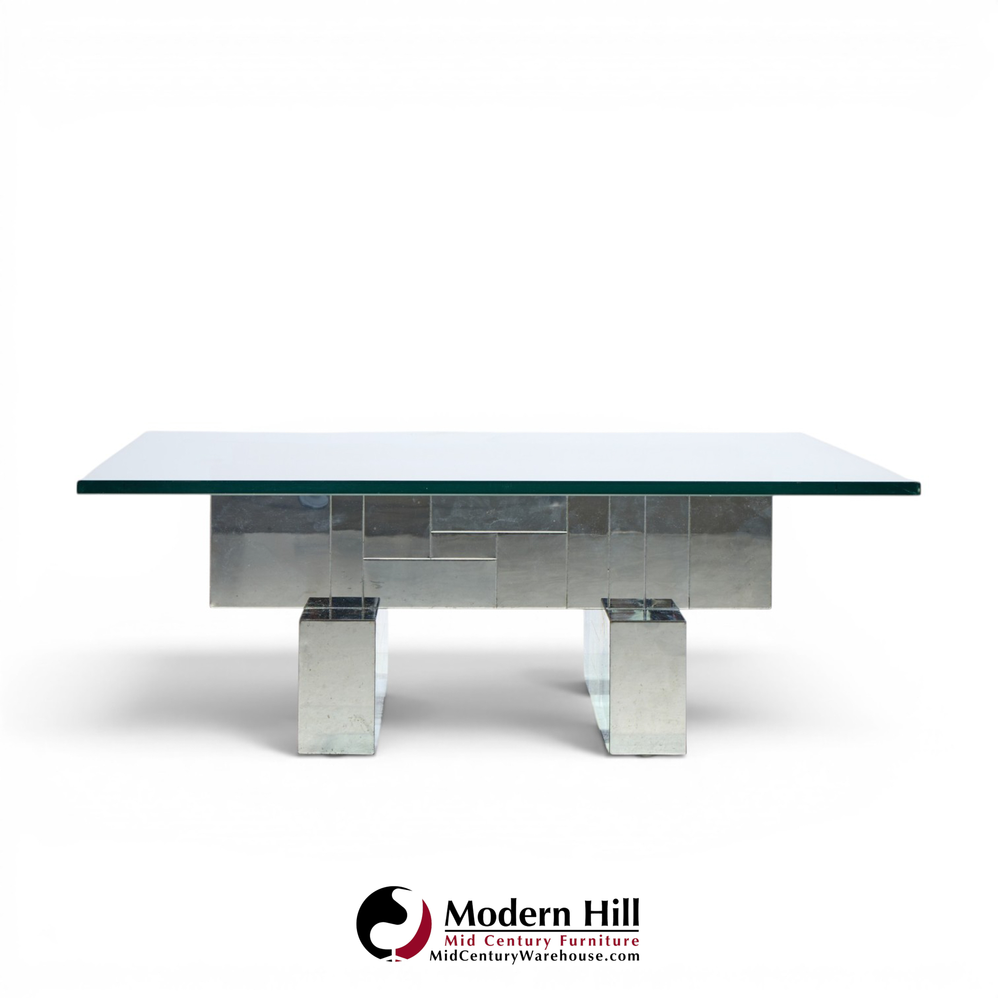 paul evans cityscape mid century chrome and stainless steel coffee table