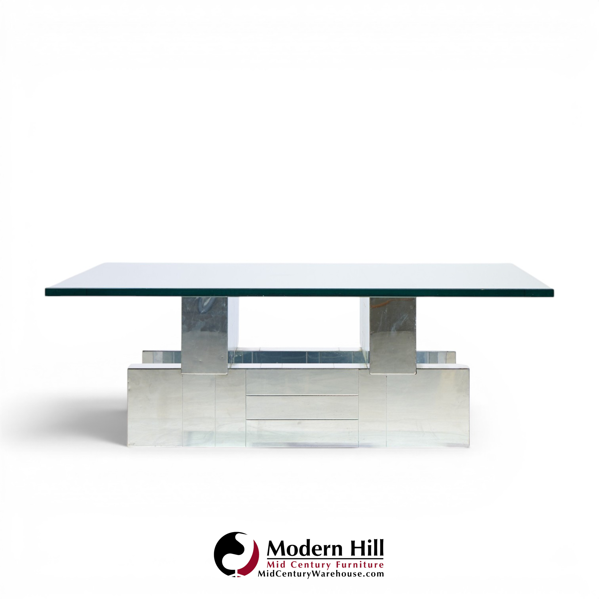 paul evans cityscape mid century chrome and stainless steel coffee table
