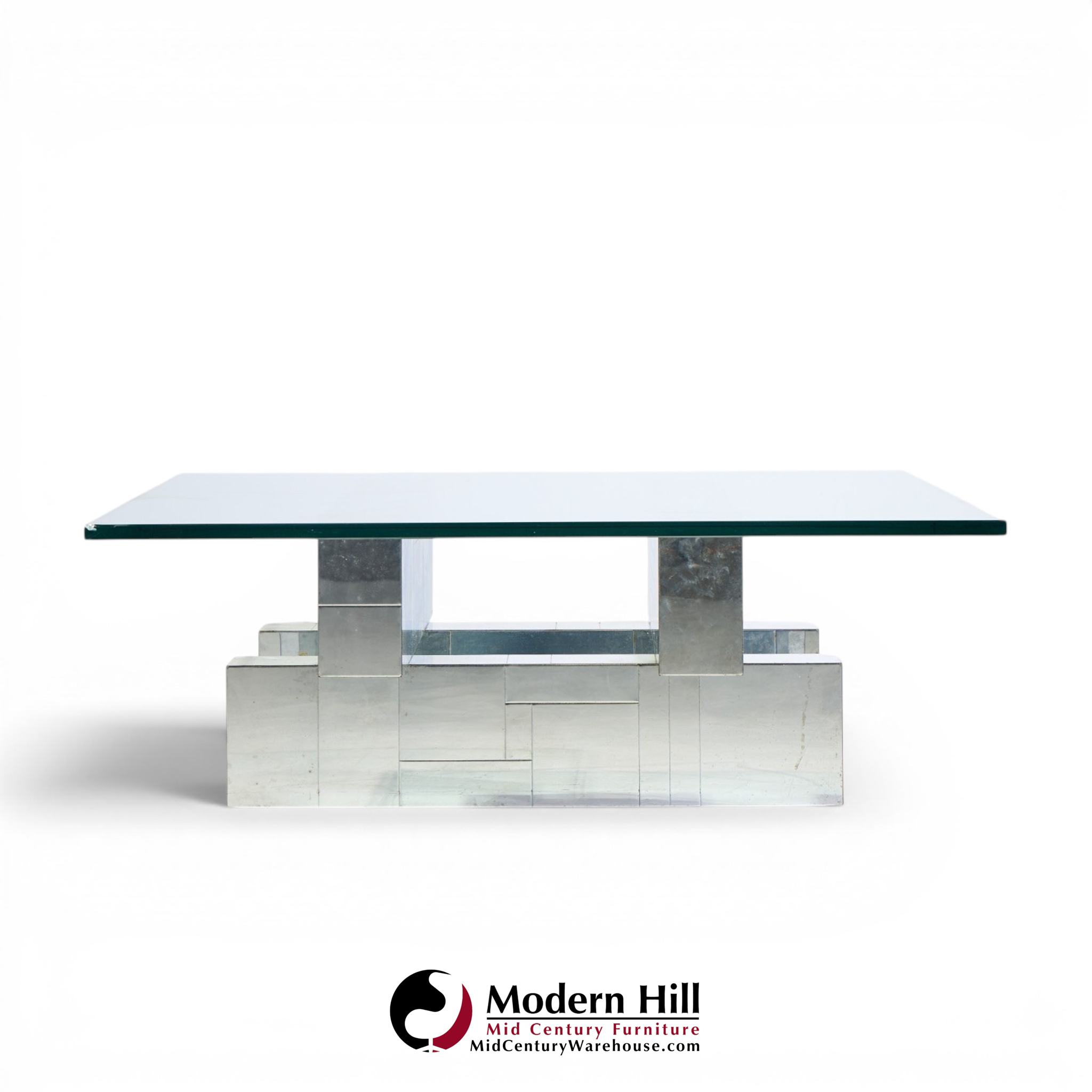 paul evans cityscape mid century chrome and stainless steel coffee table
