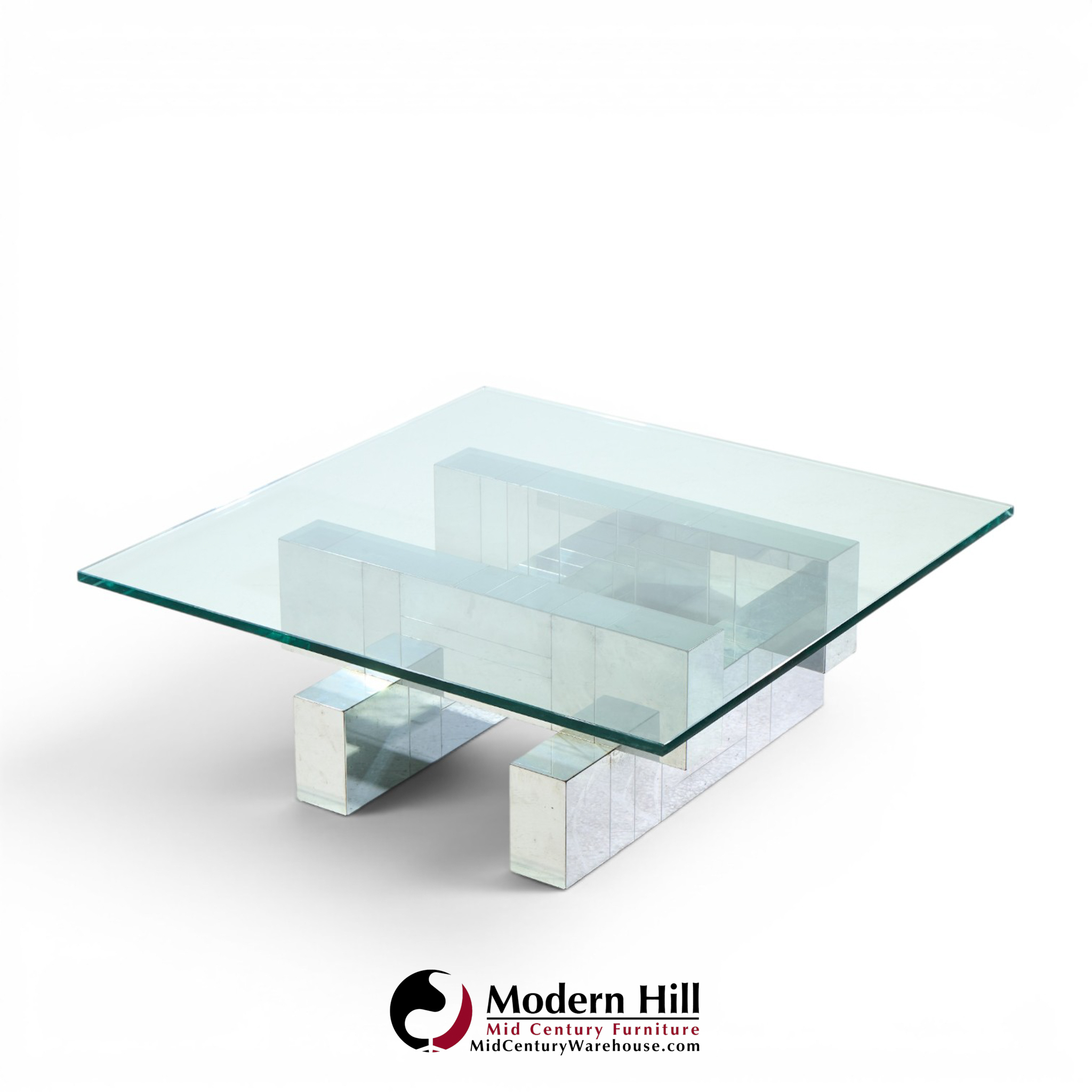 paul evans cityscape mid century chrome and stainless steel coffee table
