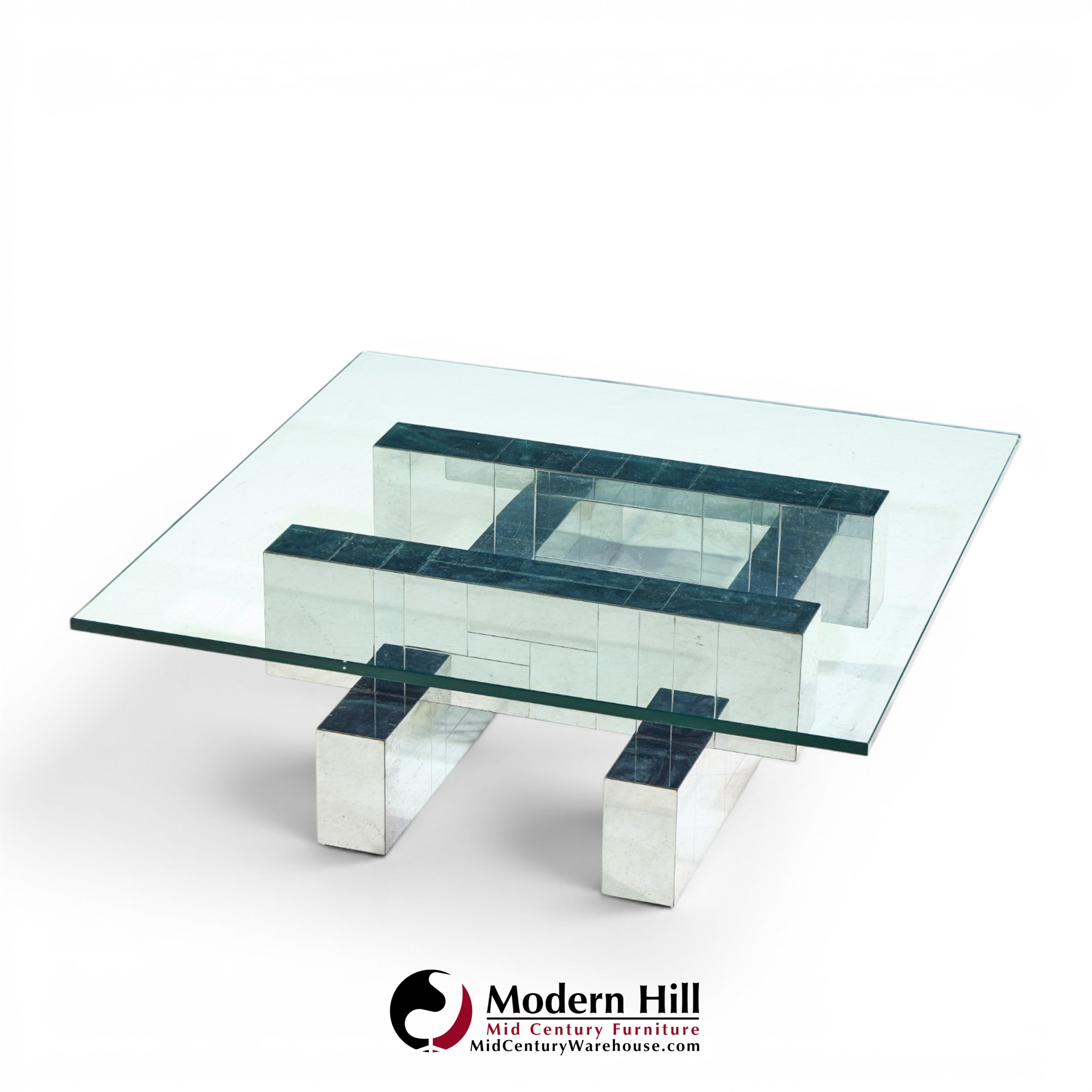paul evans cityscape mid century chrome and stainless steel coffee table