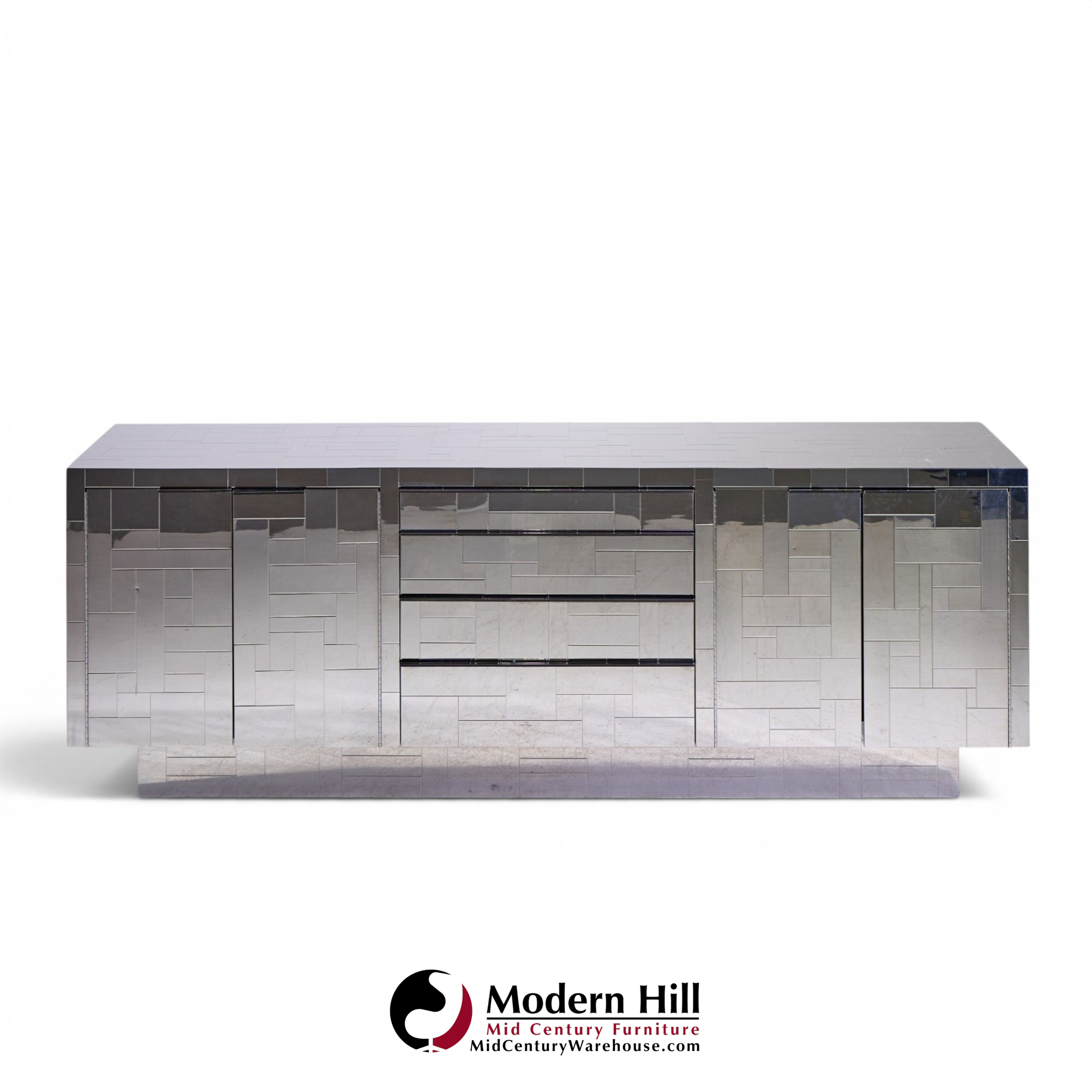 paul evans cityscape mid century chrome and stainless steel credenza
