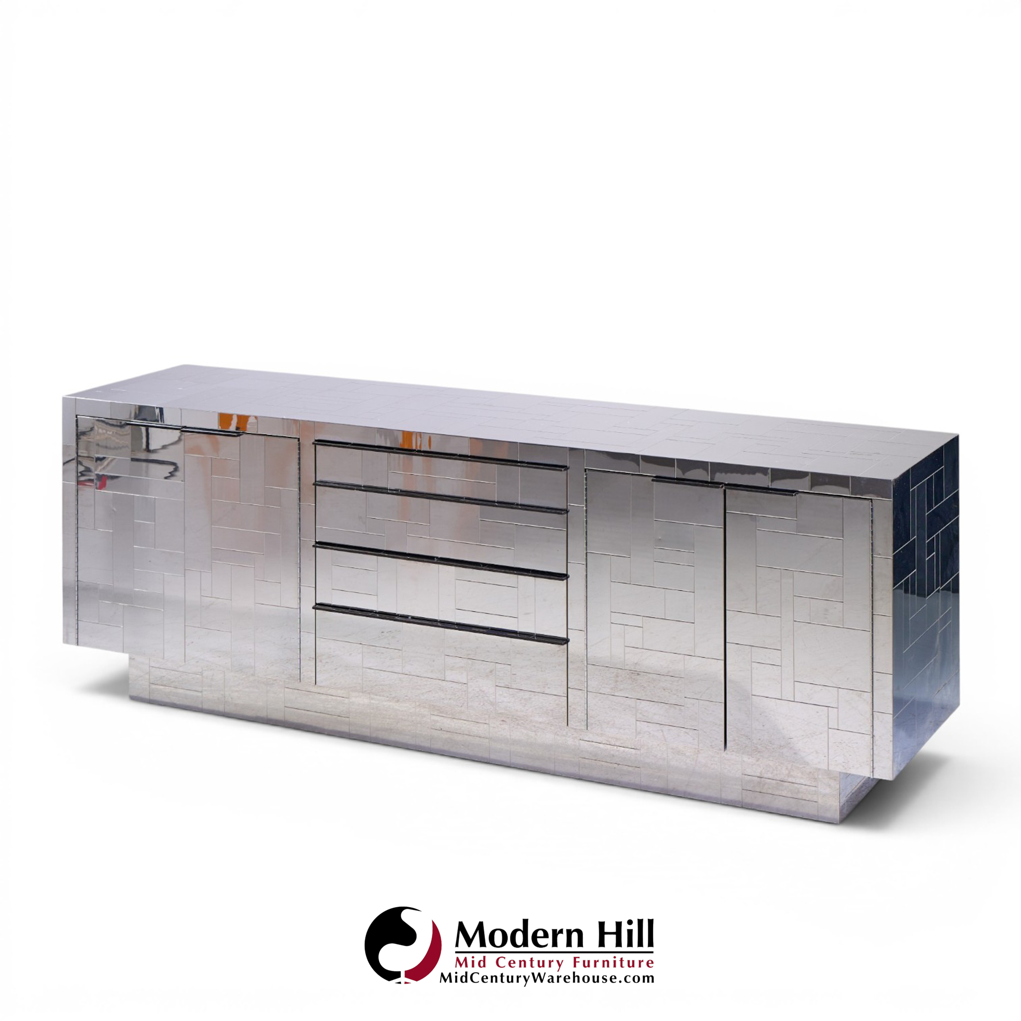paul evans cityscape mid century chrome and stainless steel credenza