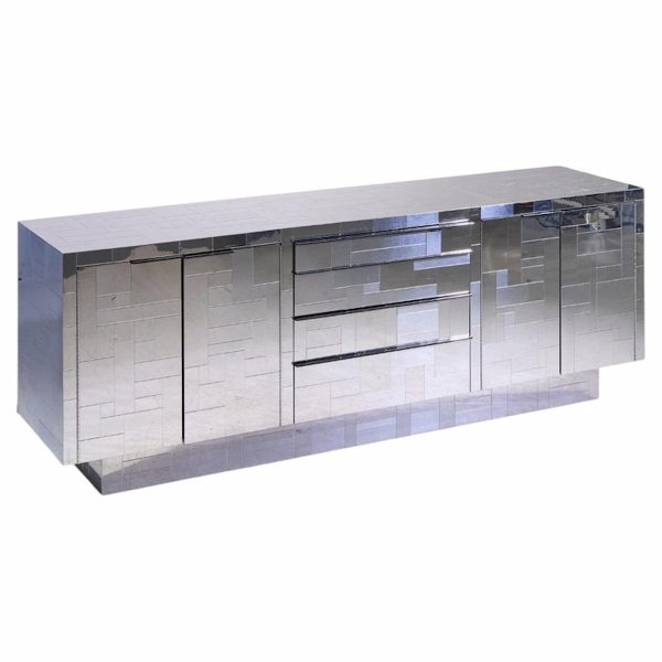 paul evans cityscape mid century chrome and stainless steel credenza