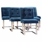 paul evans for directional mid century chrome cantilever dining chairs - set of 6