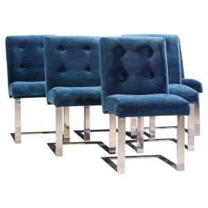 paul evans for directional mid century chrome cantilever dining chairs - set of 6