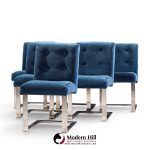 paul evans for directional mid century chrome cantilever dining chairs - set of 6