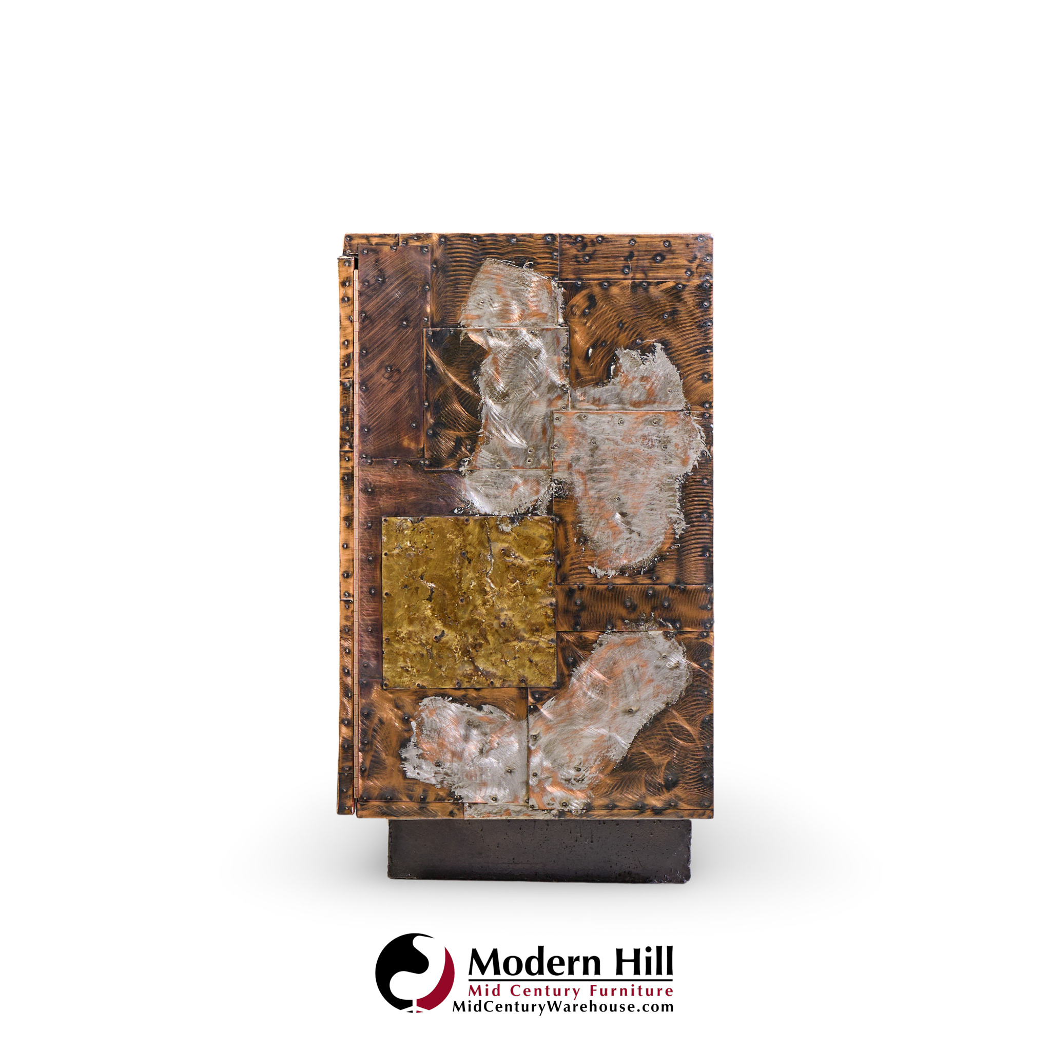 paul evans for directional mid century copper, pewter and bronze patchwork credenza
