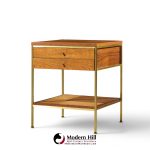 paul mccobb model 8714 mahogany, brass and cane nightstands - pair