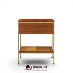 paul mccobb model 8714 mahogany, brass and cane nightstands - pair