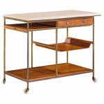 paul mccobb for calvin irwin collection model c9203 mid century travertine, brass and mahogany bar cart