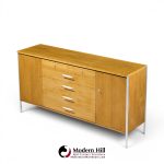 paul mccobb for calvin linear mid century walnut and stainless steel credenza