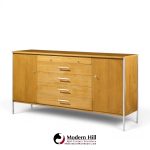 paul mccobb for calvin linear mid century walnut and stainless steel credenza