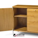 paul mccobb for calvin linear mid century walnut and stainless steel credenza