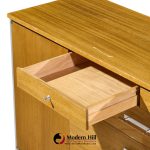 paul mccobb for calvin linear mid century walnut and stainless steel credenza