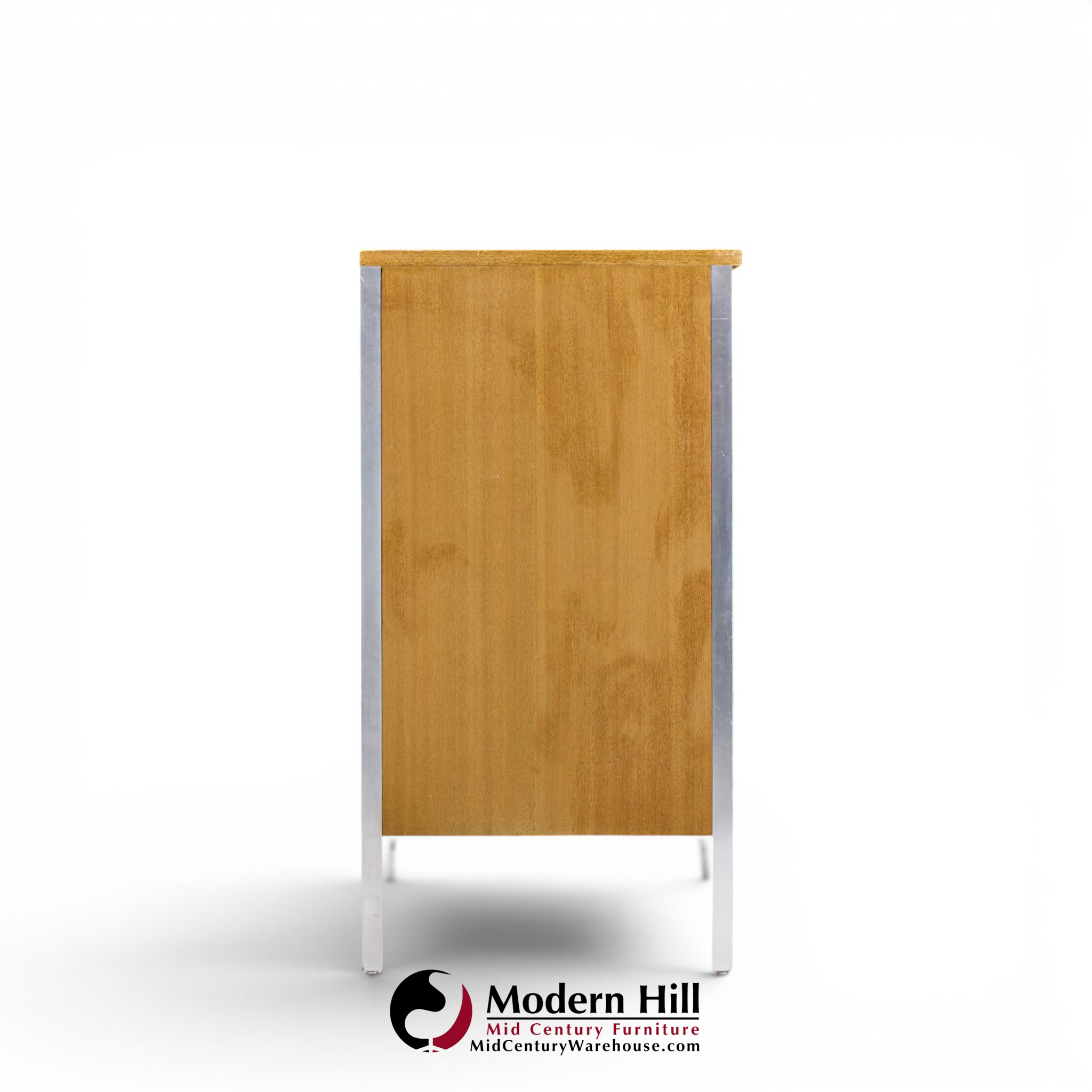 paul mccobb for calvin linear mid century walnut and stainless steel credenza