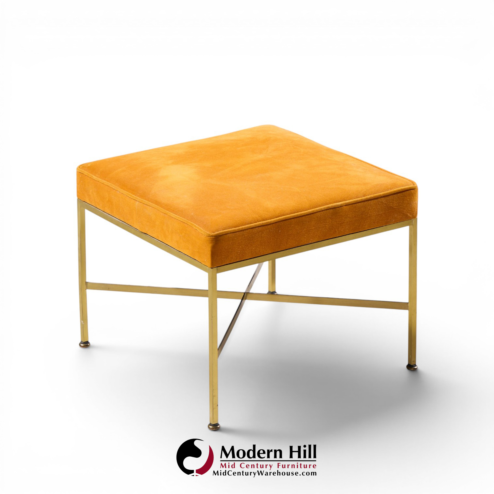 paul mccobb for calvin mid century brass x base stools - pair