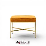 paul mccobb for calvin mid century brass x base stools - pair