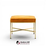 paul mccobb for calvin mid century brass x base stools - pair