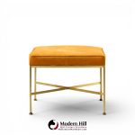 paul mccobb for calvin mid century brass x base stools - pair