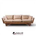 adrian pearsall style mid century walnut gondola sofa