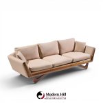 adrian pearsall style mid century walnut gondola sofa