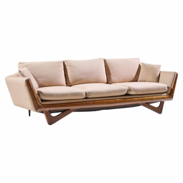 adrian pearsall style mid century walnut gondola sofa