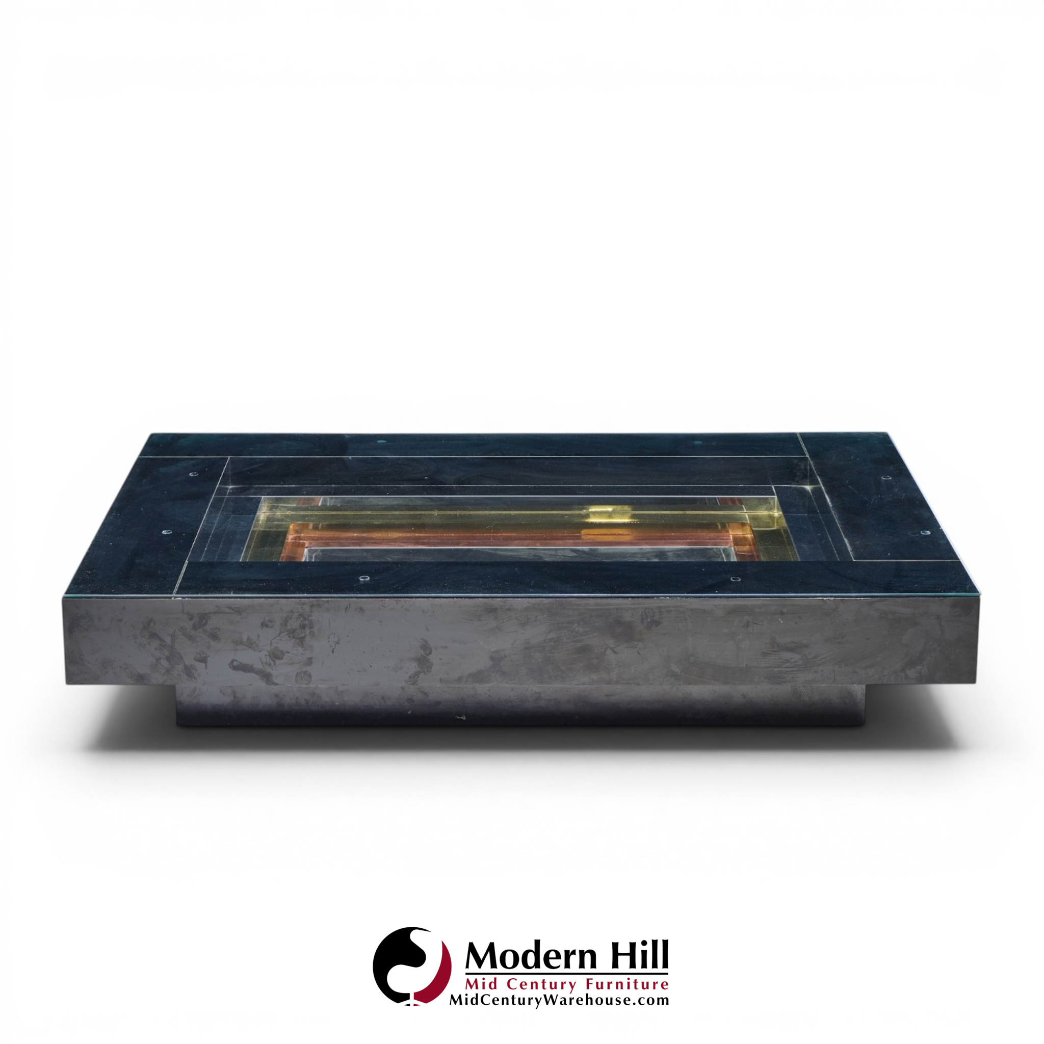 alain delon for maison jansen mid century brass, chrome and lacquered coffee table