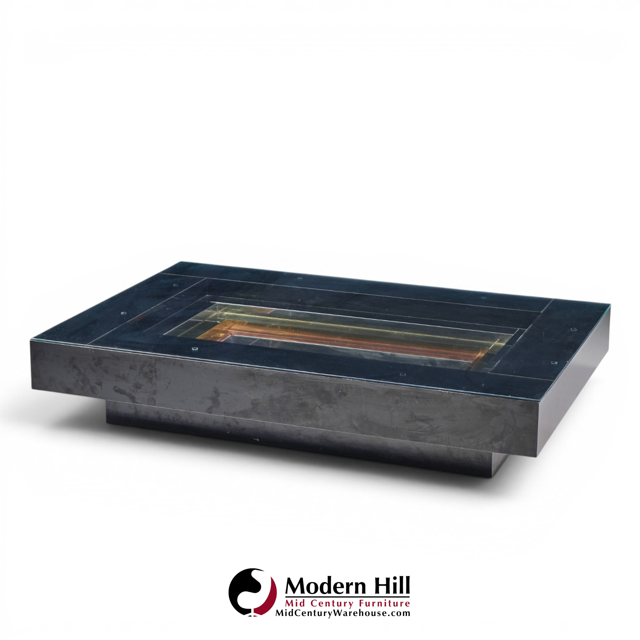 alain delon for maison jansen mid century brass, chrome and lacquered coffee table