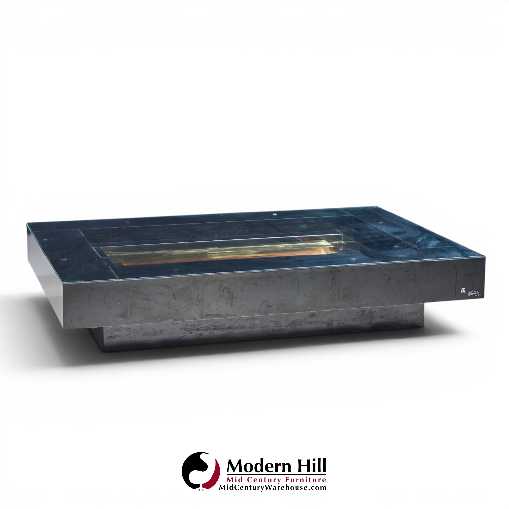 alain delon for maison jansen mid century brass, chrome and lacquered coffee table