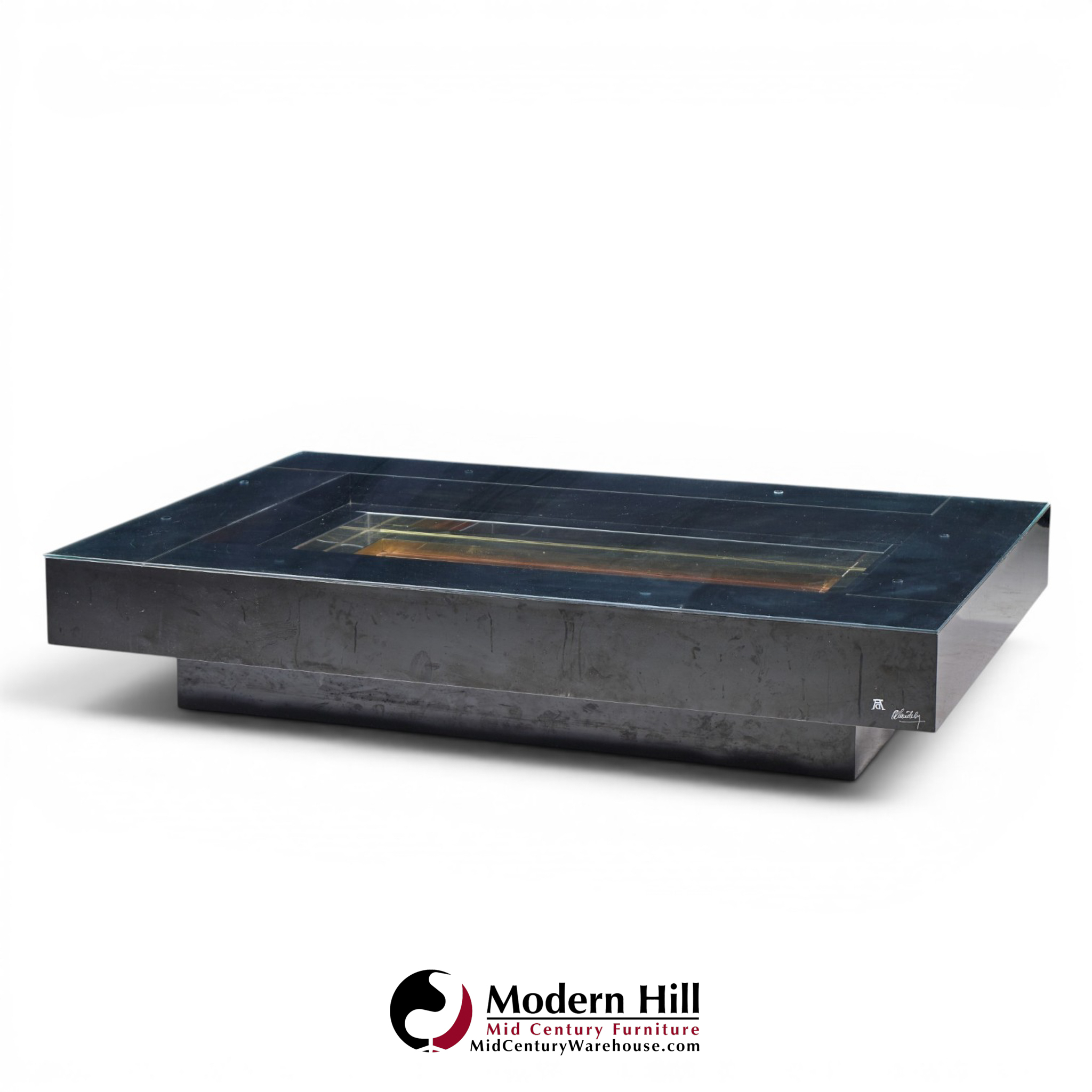 alain delon for maison jansen mid century brass, chrome and lacquered coffee table