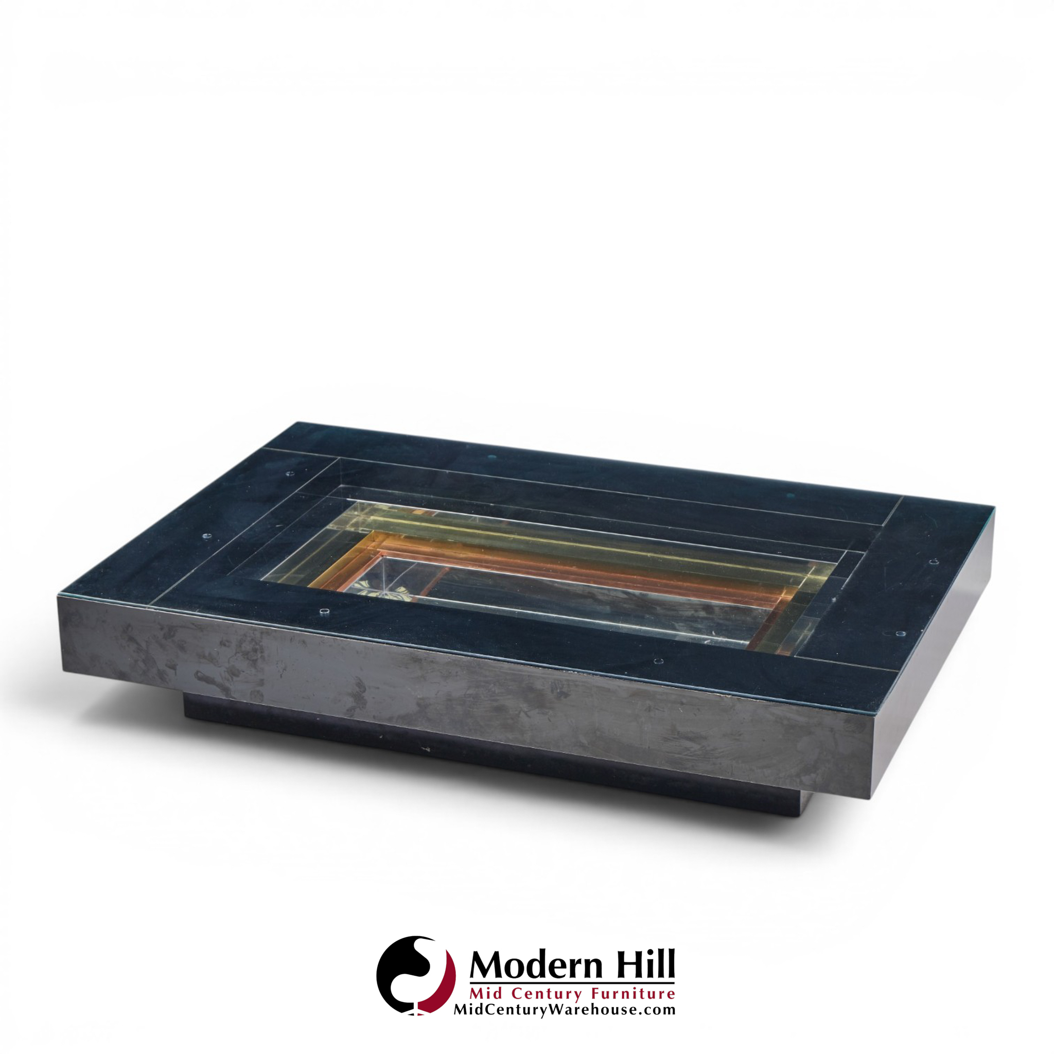 alain delon for maison jansen mid century brass, chrome and lacquered coffee table
