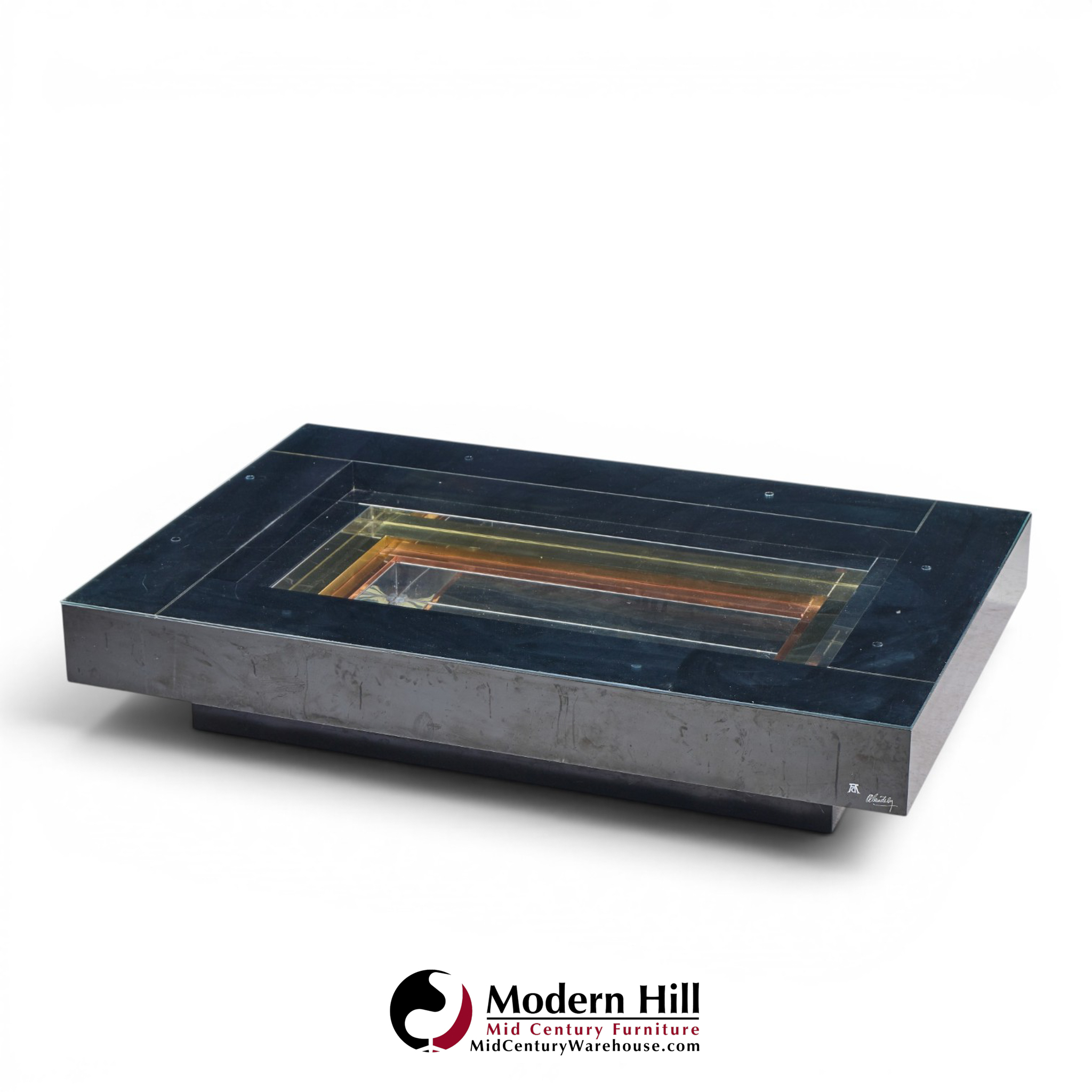 alain delon for maison jansen mid century brass, chrome and lacquered coffee table