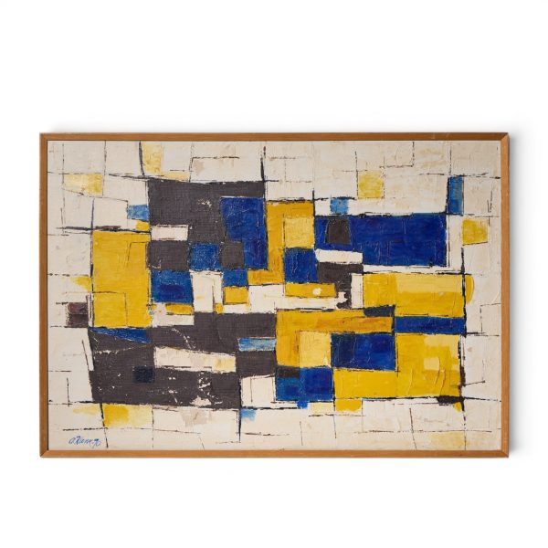 alf kahn mid century signed 1970 swedish oil on canvas painting