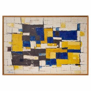 alf kahn mid century signed 1970 swedish oil on canvas painting