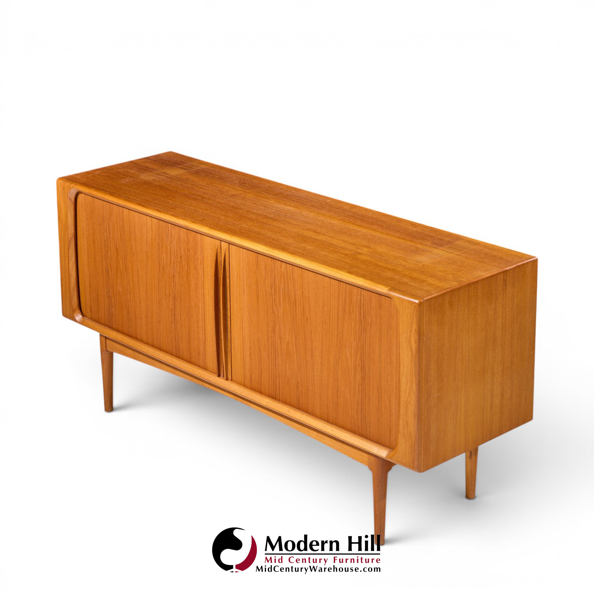 bernhard pedersen mid century danish teak tambour credenza and hutch