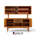 bernhard pedersen mid century danish teak tambour credenza and hutch