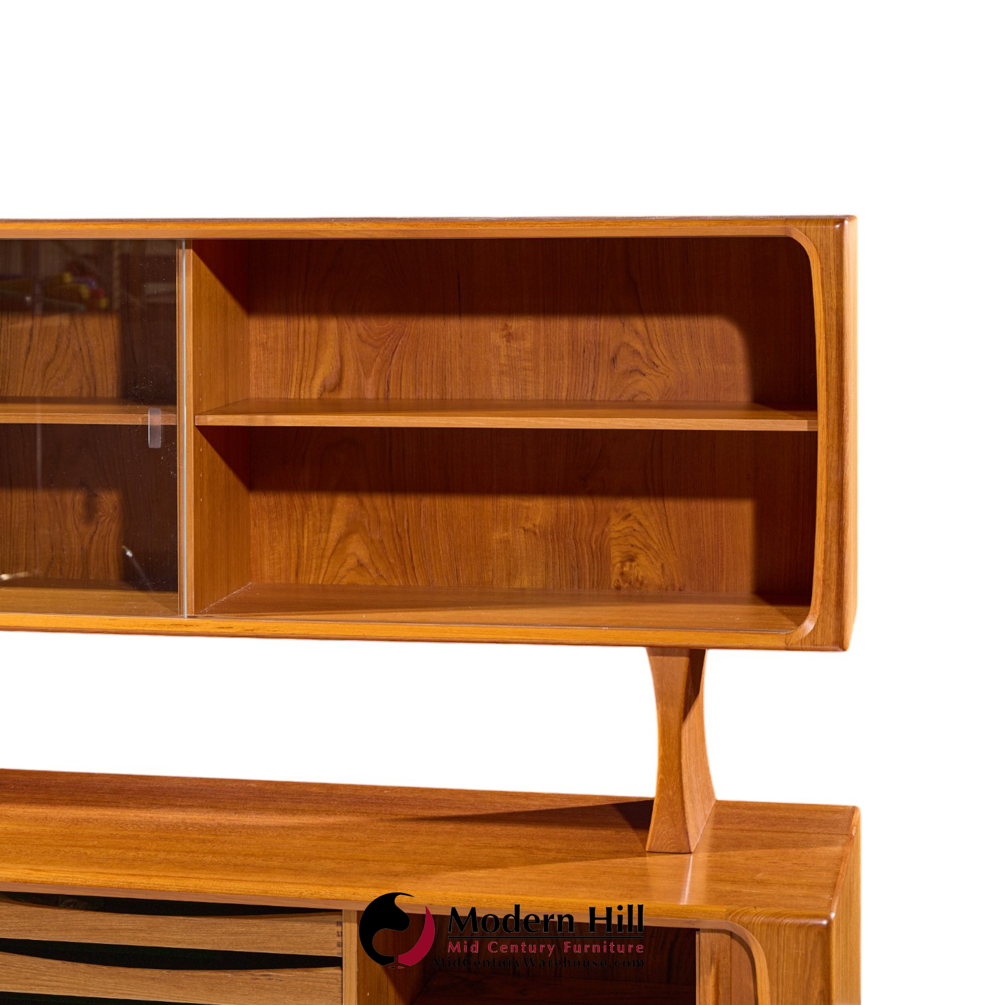 bernhard pedersen mid century danish teak tambour credenza and hutch