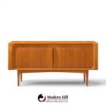 bernhard pedersen mid century danish teak tambour credenza and hutch