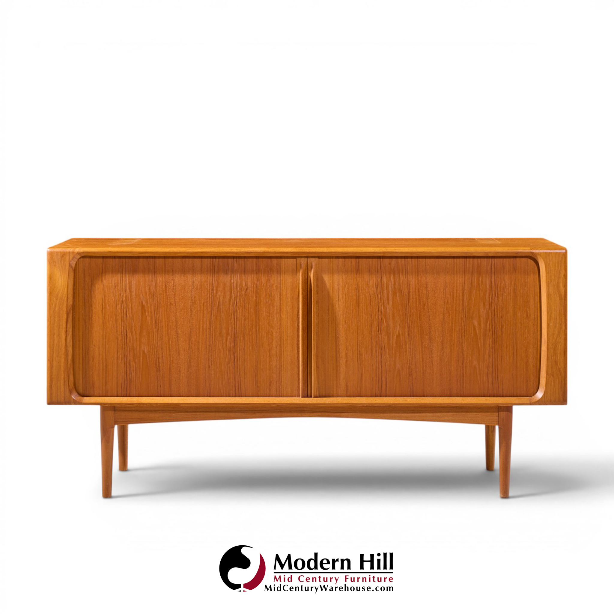 bernhard pedersen mid century danish teak tambour credenza and hutch