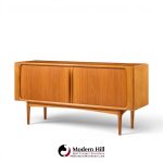 bernhard pedersen mid century danish teak tambour credenza and hutch