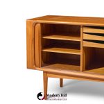 bernhard pedersen mid century danish teak tambour credenza and hutch