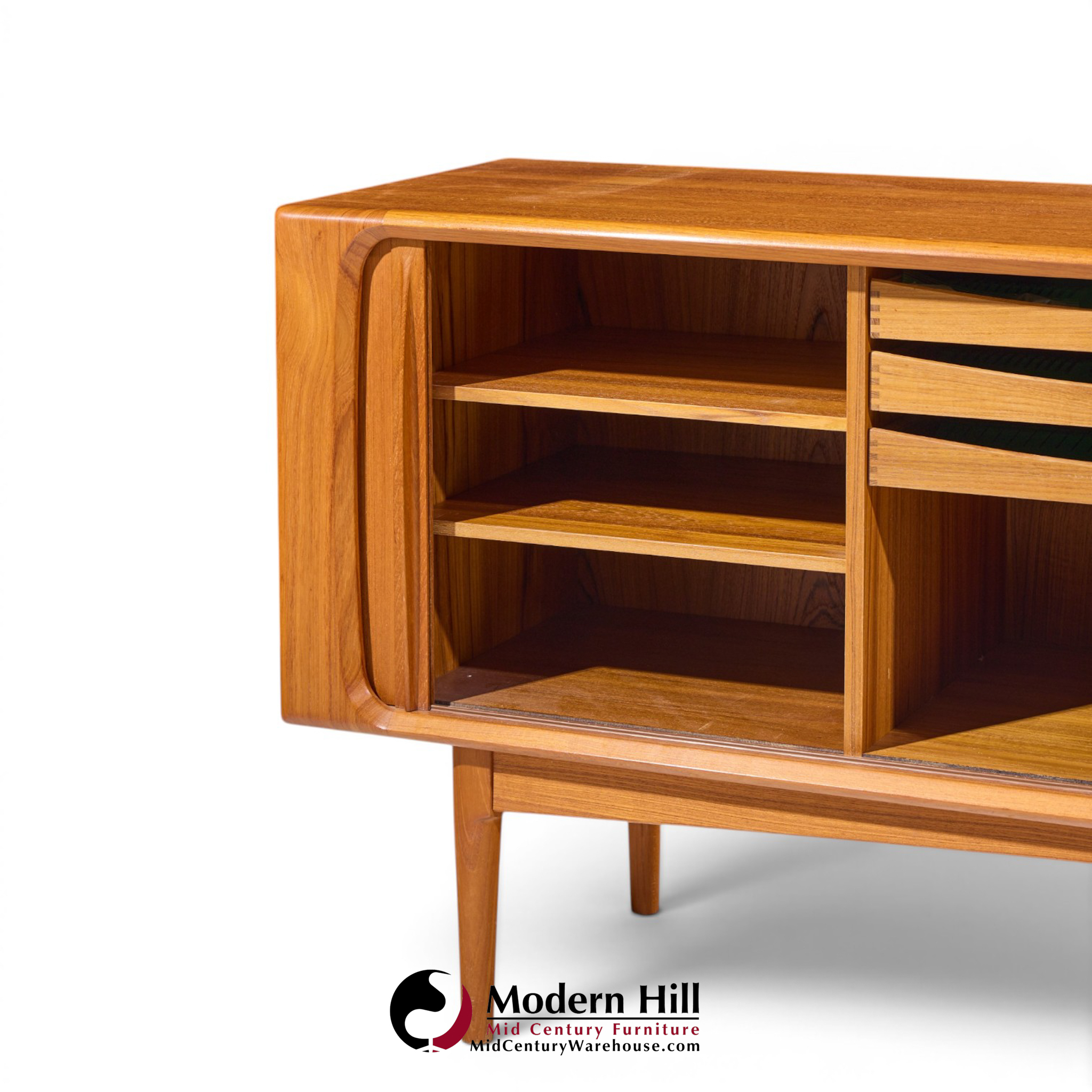 bernhard pedersen mid century danish teak tambour credenza and hutch