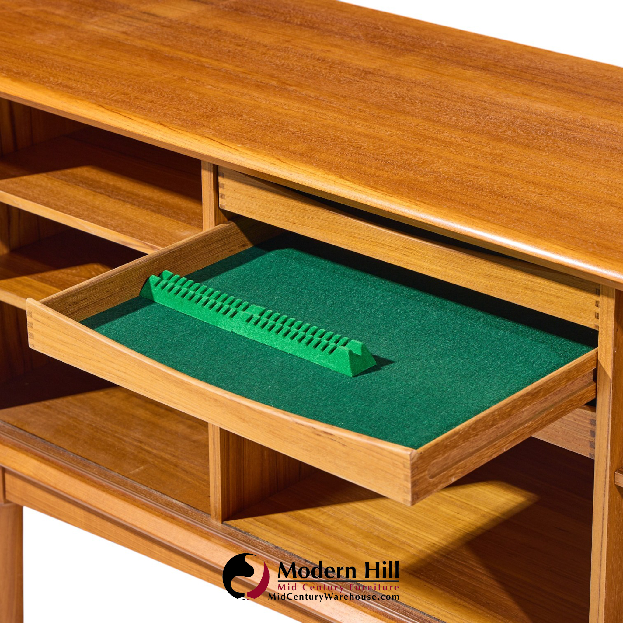 bernhard pedersen mid century danish teak tambour credenza and hutch