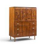 bert england mid century walnut and brass armoire