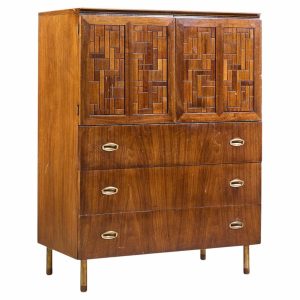 bert england mid century walnut and brass armoire